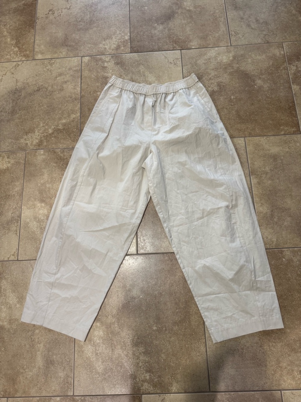 Maeve Cropped Barrel Leg Pants Medium Beige